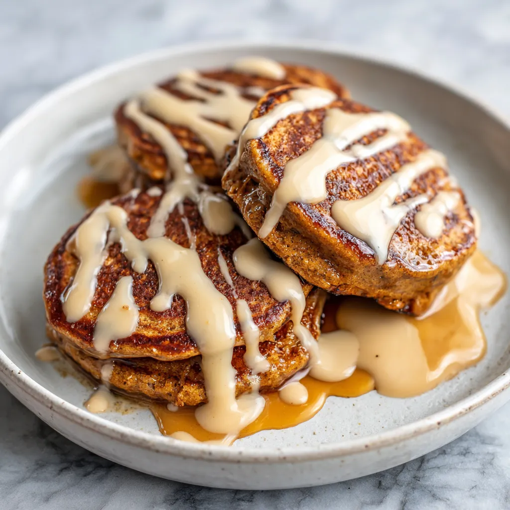 Fluffy Gingerbread Pancakes with Cream Cheese Glaze - Perfect Holiday Breakfast Recipe - secondary view